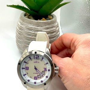 Invicta Watch Automatic, White Rubber Strap